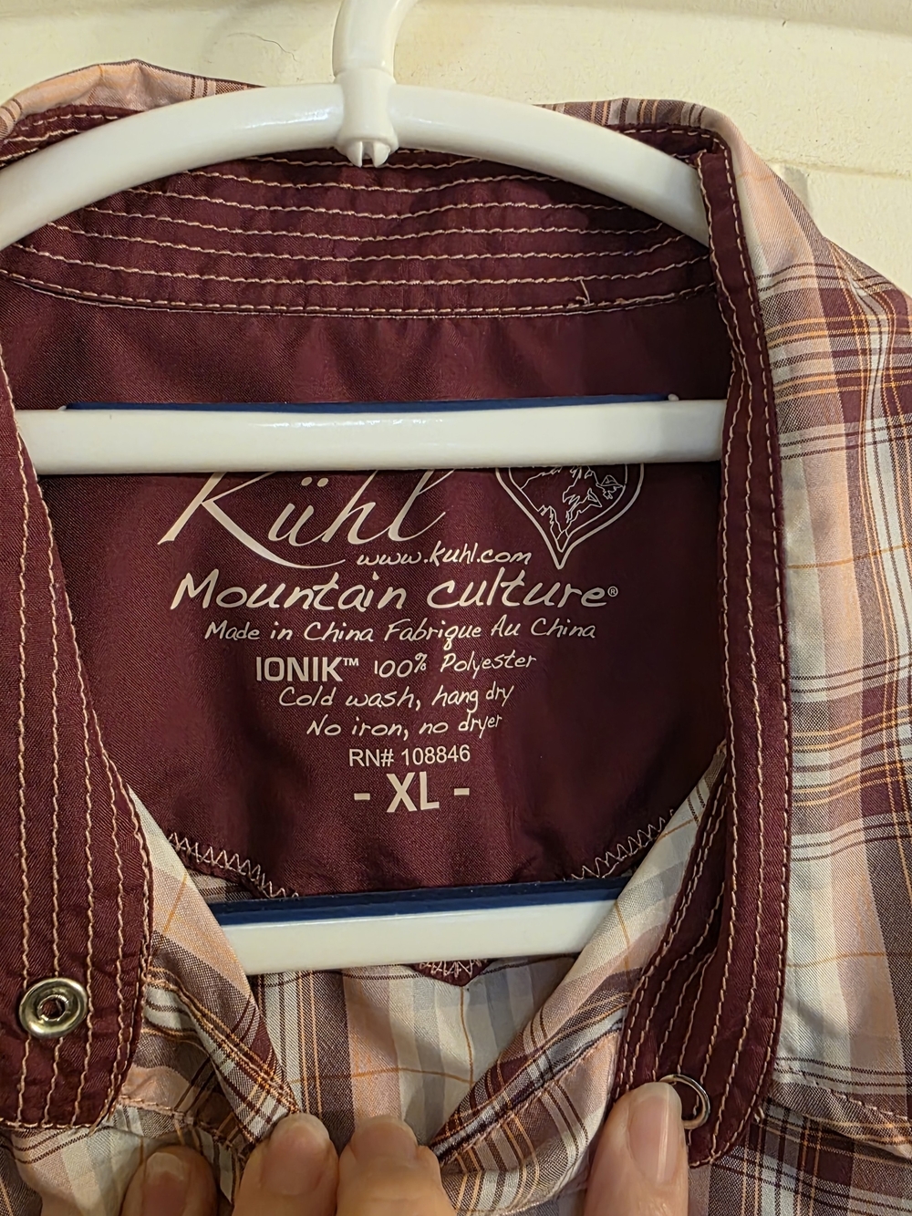 Kuhl Short-Sleeve Plaid Snap-Up Shirt - Burgandy/Pink/White - Picture 2 of 10